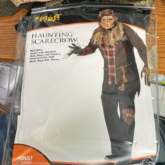 Haunted Scarecrow Costume, incl mask, hat, jacket, pants, gloves, rope Halloween - Picture 1 of 9